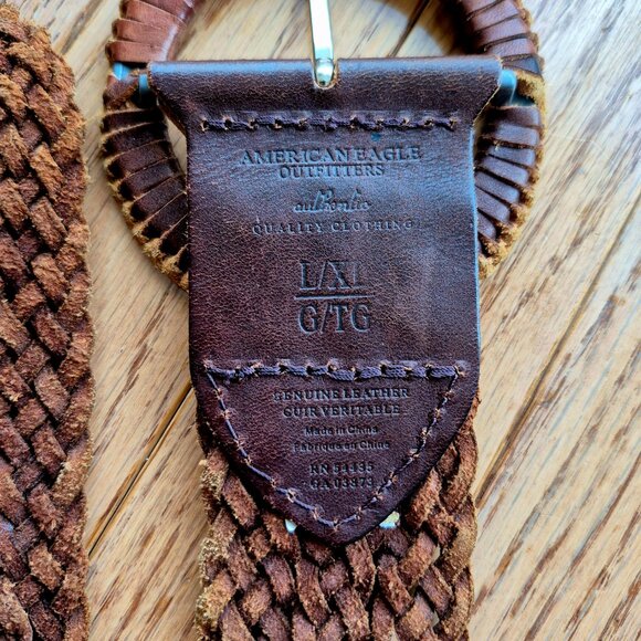 AEO American Eagle Outfitters Brown Braided Leather Belt L/XL - Picture 5 of 9